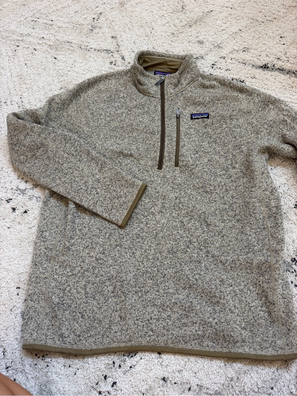 Patagonia Men’s Heathered Tan Zip-Neck Fleece Pullover